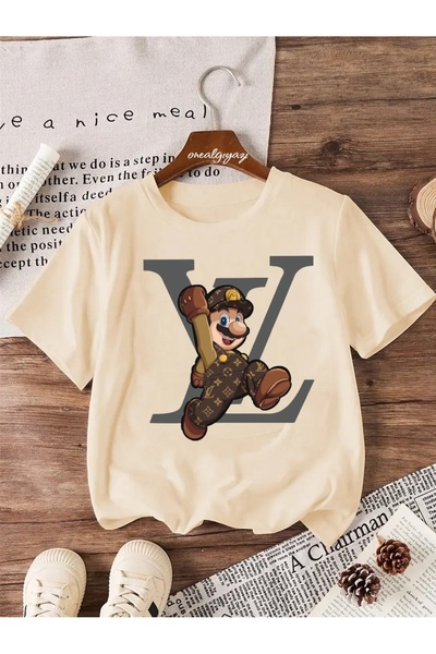 H&GHAMLEGİYİM تي شيرت LV MARIO كبير الحجم للأطفال مطبوع