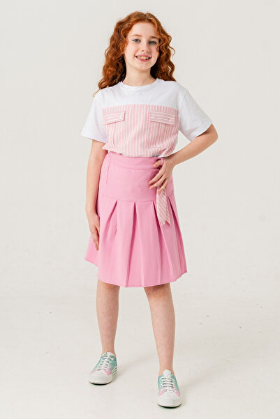 GİYİCEM TEKSTİL Devojčica Dete Plisiran Platno Suknja 2957