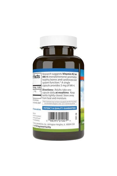 Carlson Vitamin K2 MK-4 (Menatetrenone) Supplement, Bone & Heart Health, Soy-Free, 180 Capsules