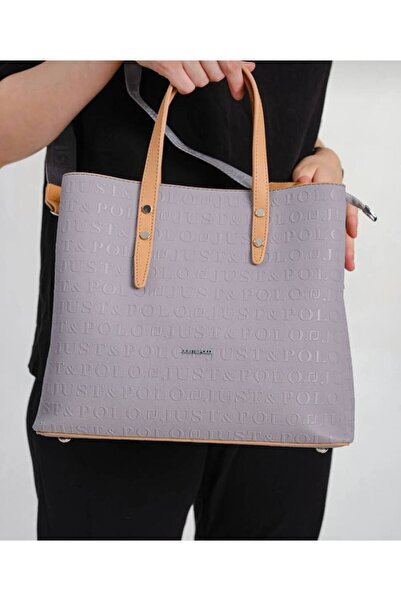 Just Polo مجموعة محفظة حقيبة نسائية مطبوعة بحروف واحدة باللون الأسود من Justp...