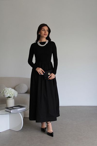 Julidress Black Elastic Waist Maxi Long Length Balloon Dress