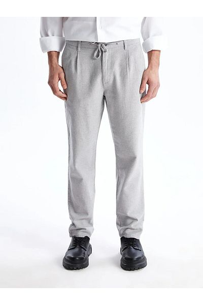 LC Waikiki Ανδρικό παντελόνι LCW Vision Grey Slim Fit λινό μείγμα