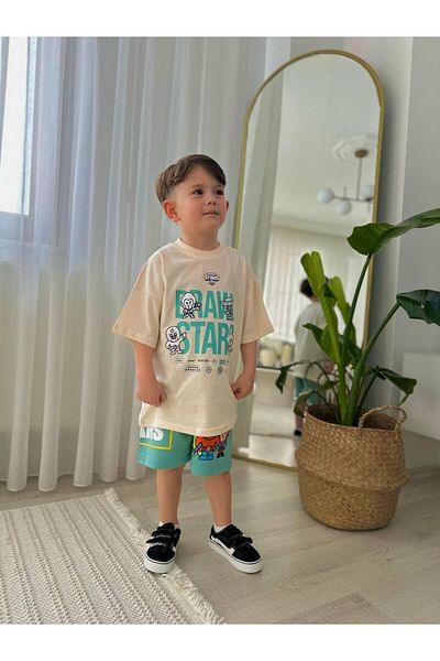 MİNİKO KİDS Boy's Brawl Stars Modeled Printed Shorts Cotton Suit