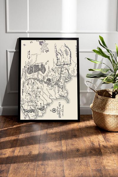 Saturn The Lord of the Rings Framed Painting - Middle Earth Map Poster Painting