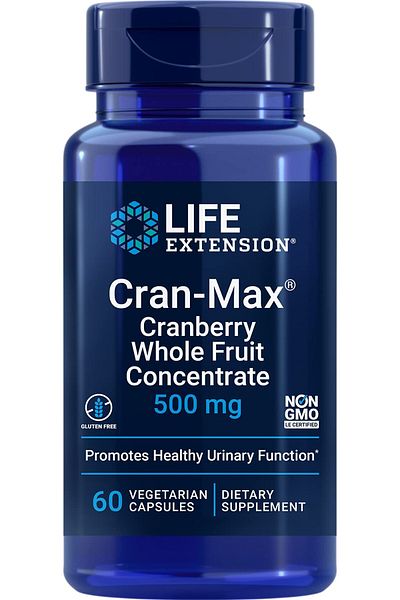 Life Extension Cran-Max® 500mg Cranberry Concentrate, Urinary Health, Antioxidants, Gluten-Free, 60 Caps