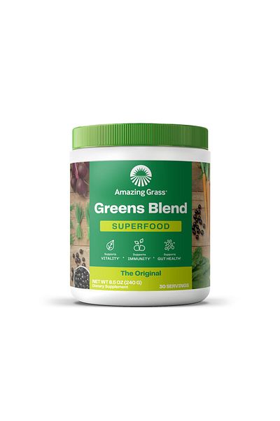 Amazing Grass Greens Blend Powder: Organic Spirulina, Chlorella, Beet Root, Enzymes, Probiotics, 30 Servings