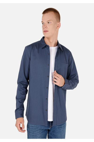 Colin's Cămașă albastră cu mânecă lungă pentru bărbați, slim fit, cu guler clasic