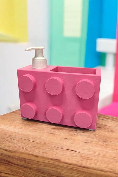 Maflen Πολύχρωμο Brick Block Special Design Σετ σαπουνιού και Organizer Ροζ