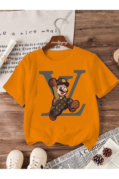 H&GHAMLEGİYİM تي شيرت LV MARIO كبير الحجم للأطفال مطبوع