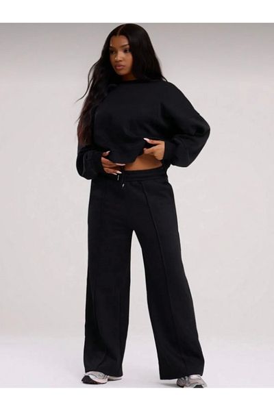LACKH Black Wide Leg Cimali Tracking Pants