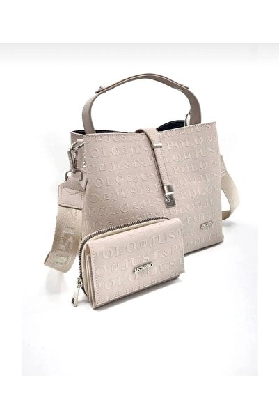 Just Polo مجموعة محفظة حقيبة نسائية مطبوعة بحروف واحدة باللون الأسود من Justp...