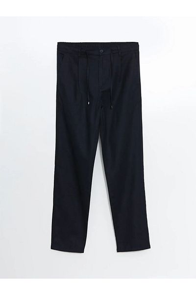 LC Waikiki Pantaloni pentru bărbați LCW Vision bleumarin slim fit din amestec de in