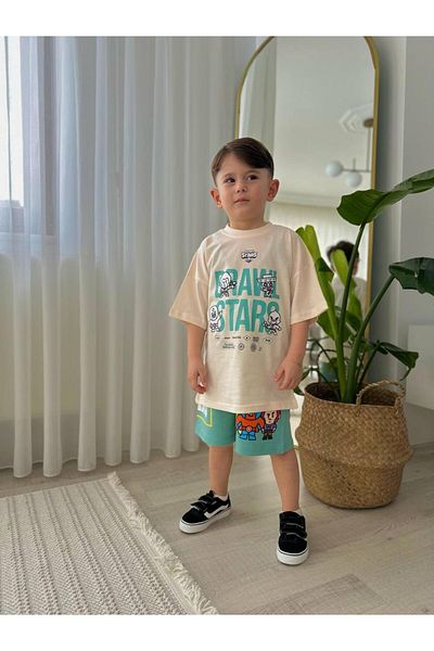 MİNİKO KİDS Boy's Brawl Stars Modeled Printed Shorts Cotton Suit