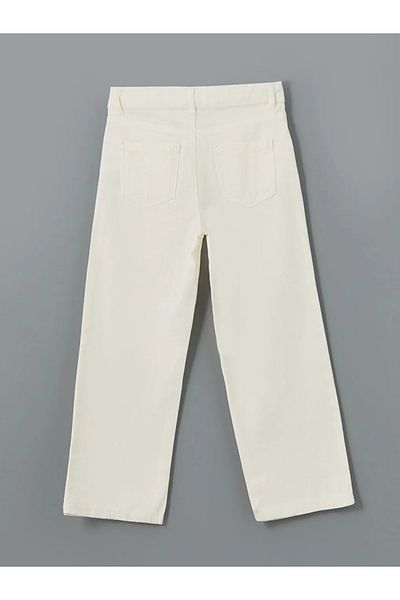 LC Waikiki Lcw Eco Ecru Girls' Jean Pants with Adjustable Elastic Waist