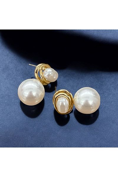 ZRA Gold Detailed Pearl Earrings