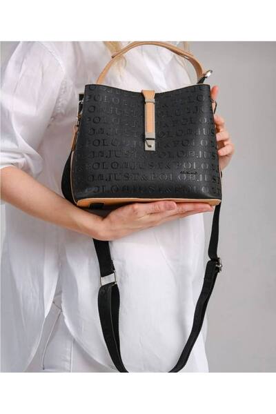 Just Polo Justpolo Women's Black Monogram Printed Bag Wallet Combination Tyct...