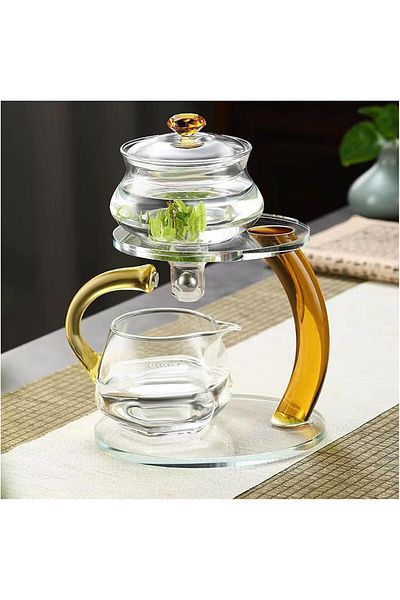 Busstier Stylish Automatic Premium Borosilicate Gongfu Cha Magnetic Glass Teapot Set