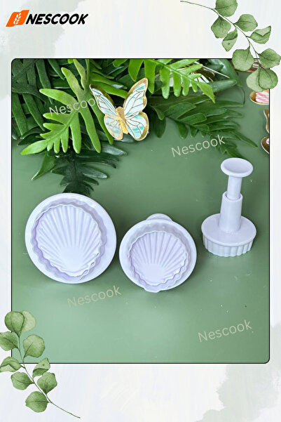 Neskuk 3 Pieces Seashell Fudge Cutters Candy Art Cake Cookie Cutter Decoratin...