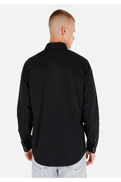 Colin's Cămașă neagră cu mânecă lungă pentru bărbați, cu guler clasic, cu croială normală Cl 1071462