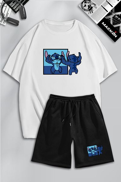 macklin Unisex Ανδρικά Γυναικεία Σετ φόρμας με στάμπα GYM με εμπριμέ προσαρμοσμένο σχέδιο Oversize Tshirt και σορτς