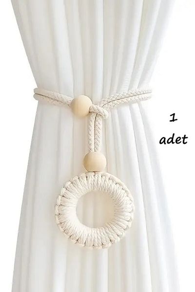 Emtory Home Macrame Braided Ring Curtain Holder, Curtain Buckle - Curtain Tie 1 Piece