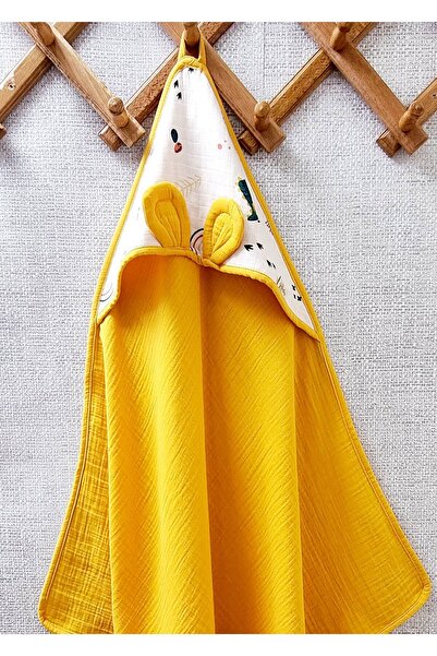 Yada Baby قماط أطفال من الموسلين مكون من طبقتين ورداء حمام - 80x80 سم