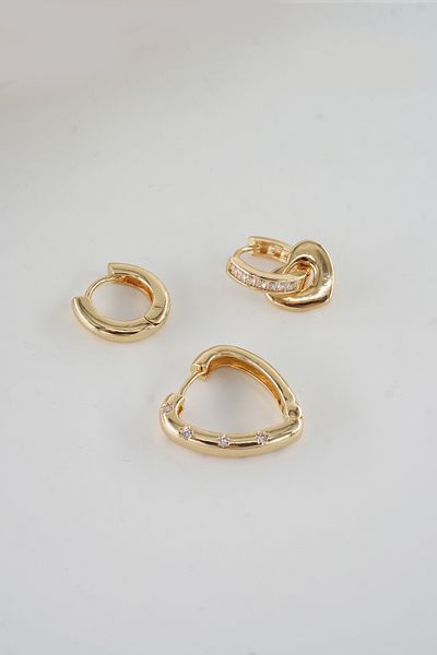 ARTEMİSİA Women Vip Series Antiallergenic Mixed Figured Zircon Stone 3 Earring Set
