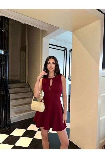 NESLİHAN KOCA BOUTİQUE Zr Women's Mini Front Tie Outstretched Dress