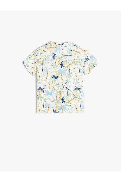 Koton Palm Printed Buttoned Cotton Short Sleeve Shirt