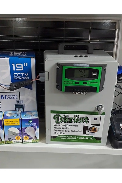 Güneş enerjili taşınabilir solar sistem 600 watt 19 inç monitör tv+uydu alıcı içinde tam set