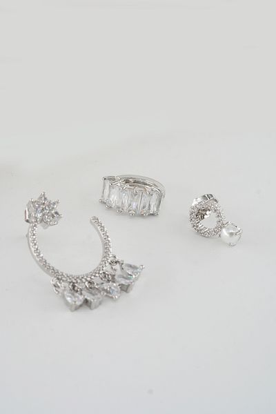 ARTEMİSİA Women Vip Series Antiallergenic Mixed Figured Zircon Stone 3 Earring Set