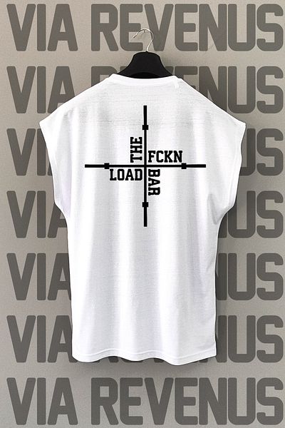 Vordevia Tricou sport cu mânecă zero cu mânecă zero cu imprimeu pe spate Load The Fckn Bar