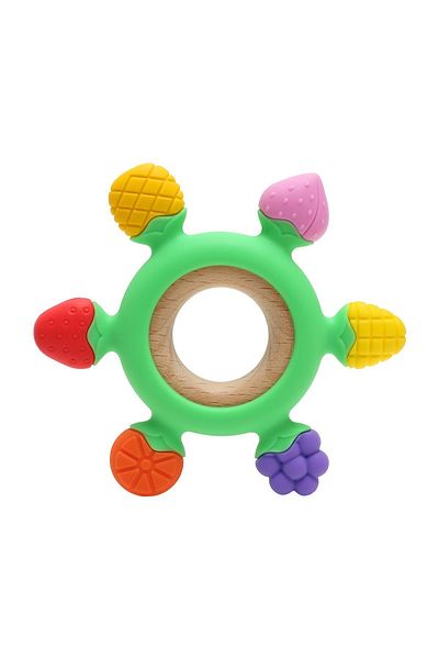 tutobaby عضاضة للأطفال على شكل حلقة على شكل فاكهة (أسنان سيليكون باللون الأخضر)