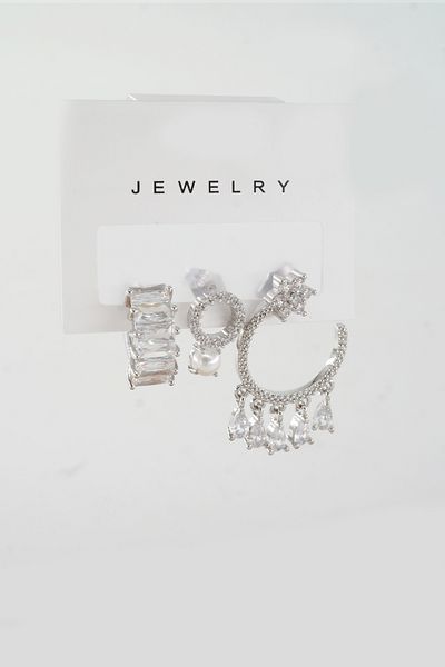 ARTEMİSİA Women Vip Series Antiallergenic Mixed Figured Zircon Stone 3 Earring Set