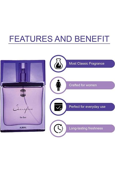 Ajmal اجمل عطر ساكريفايس مسك 50 مل للنساء او دي بارفان بلو عطر خشبي مائي 90 مل للرجال