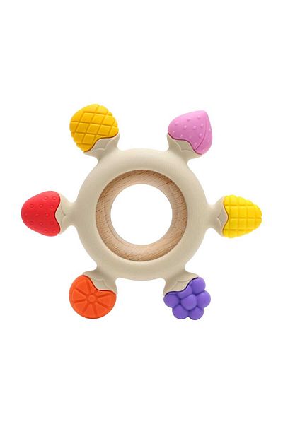 tutobaby عضاضة للأطفال على شكل حلقة على شكل فاكهة (أسنان من السيليكون باللون البيج)