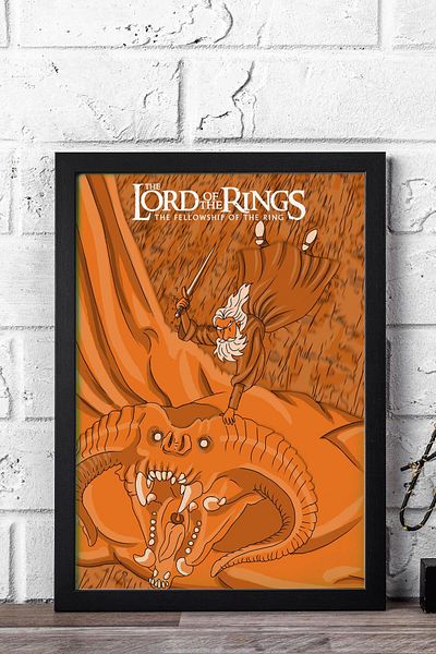 Saturn The Lord of the Rings Framed Painting - Gandalf Balrog Poster Painting