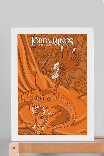 Saturn Ζωγραφική με κορνίζα Lord of the Rings - Gandalf Balrog ζωγραφική αφίσας