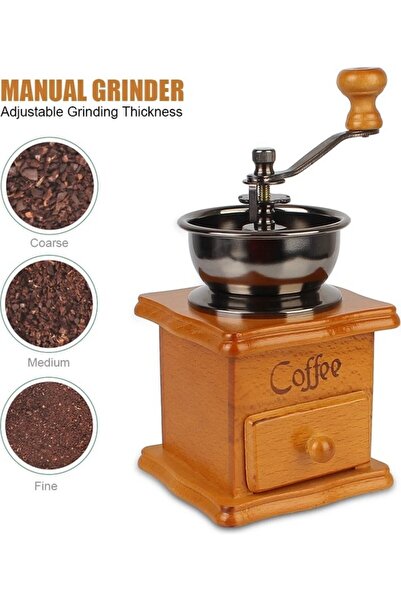 devigo Ahşap Kahve Değirmeni - Ayarlanabilir Öğütme Boyutu - Kahve ve Baharat Öğütücü
