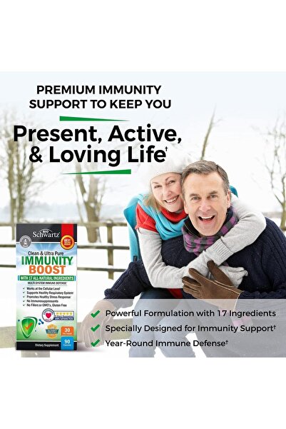 BioSchwartz Immune Support - Vitamin C, Zinc, Elderberry, Ginger, Bee Propolis, 90 Caps