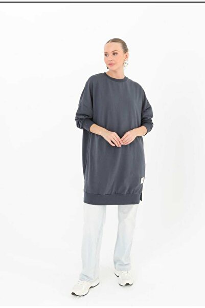 SOUL BY LOREEN FASHİON GRİ TESETTÜR OVERSİZE SWEAT TUNİK