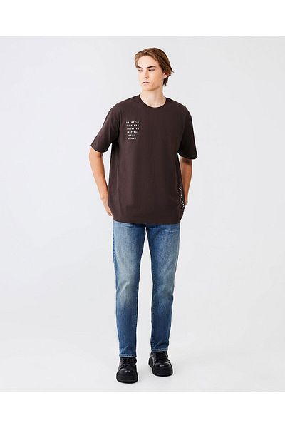 Ltb Μπλουζάκι με κοντό μανίκι Crew Neck Relaxed καφέ χρώμα