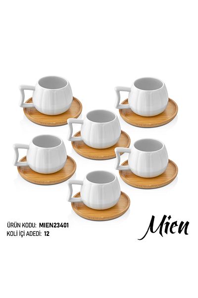 MİEN Mien 6-Person Cup Set with Bamboo Plate
