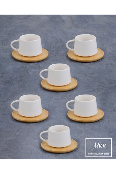 MİEN Mien 6-Person Cup Set with Bamboo Plate