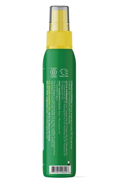 Badger All Natural Mosquito Repellent w/Organic Oils, Deet-Free Vegan Bug Spray, 4 fl oz