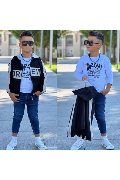 MUMİKİDS Boy's Sweat Jacket and Pants 3 Piece Set