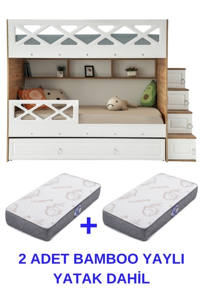 miracool Mars Ranza / 2adet Bambo Yaylı Yatak Dahil / Ücretsiz Kurulum / %100 MDF