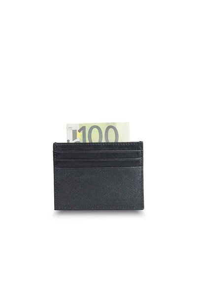GUARD Black Saffiano Genuine Leather Card Holder Men's / Women's P1092