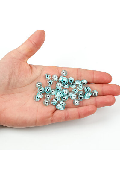 yfhobi 5 Adet - 8 mm Yassı Cam Nazar Takı Aparatı, Su Yeşili Renk Nazar Boncu...