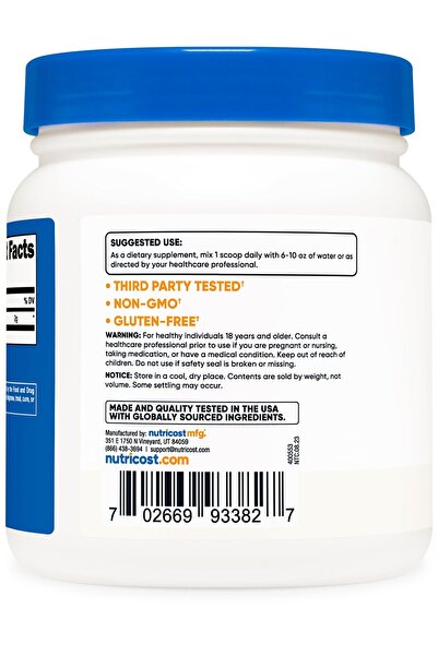 Nutricost Taurine Powder (500 Grams) - 250 Servings